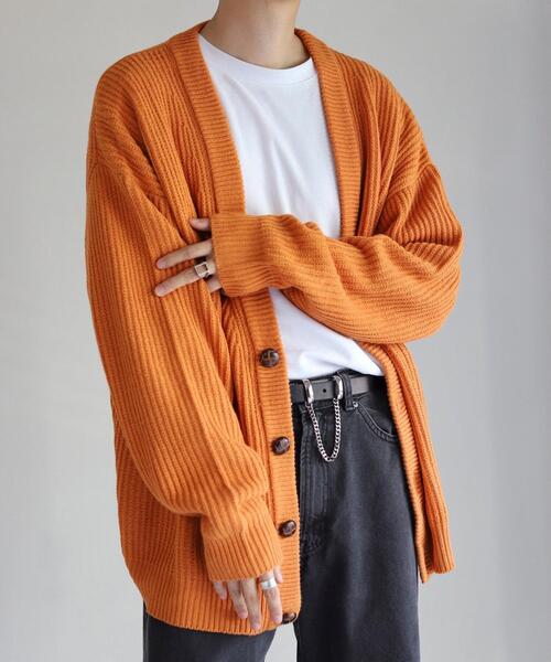 coen by Mr.SZK（コーエンバイミスタースズキ）の「ドロップショルダールーズカーディガン【coen × Mr.SZK】（カーディガン/ボレロ・メンズ・ベージュ/オレンジ/グレー・SMALL/MEDIUM/LARGE/X-LARGE）」の10枚目の写真