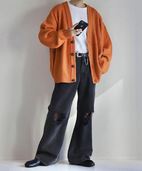 coen by Mr.SZK（コーエンバイミスタースズキ）の「ドロップショルダールーズカーディガン【coen × Mr.SZK】（カーディガン/ボレロ・メンズ・ベージュ/オレンジ/グレー・SMALL/MEDIUM/LARGE/X-LARGE）」の14枚目の写真