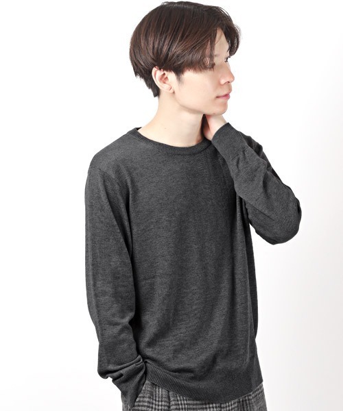 LUXSTYLE(ラグスタイル)の「12G天竺クルーネックニット(ニット/セーター・メンズ・ブラック/グレー/チャコール/ホワイト・XL/L/M)」の4枚目の写真