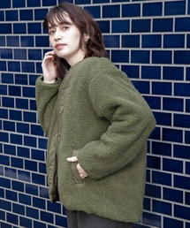 リバーシブルボアキルトブルゾン