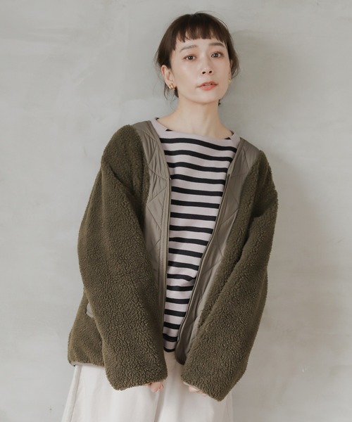 studio CLIP（スタディオクリップ）の「リバーシブルボアキルトブルゾン（ブルゾン・レディース・グレー/カーキ/ライトブルー/モカ・FREE）」の3枚目の写真