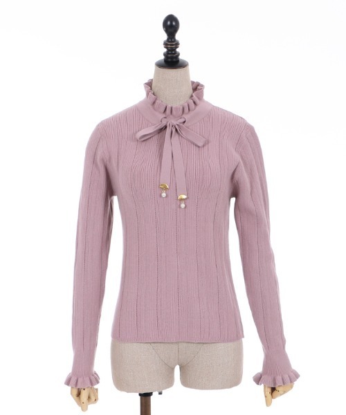 axes femme POETIQUE（アクシーズファムポエティック）の「リボンデザインニットＰＯ（ニット/セーター・レディース・ブラック/キナリ/ラベンダー/ピンク・MEDIUM）」の3枚目の写真