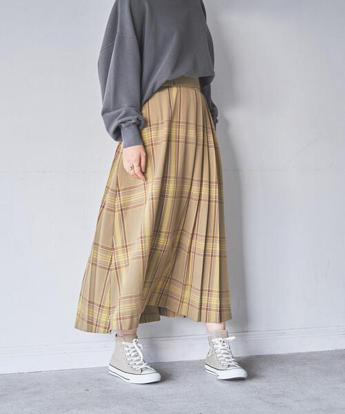 coen（コーエン）の「チェックプリーツスカート（スカート・レディース・ダークグリーン/ベージュ/オレンジ・LARGE/MEDIUM）」の14枚目の写真