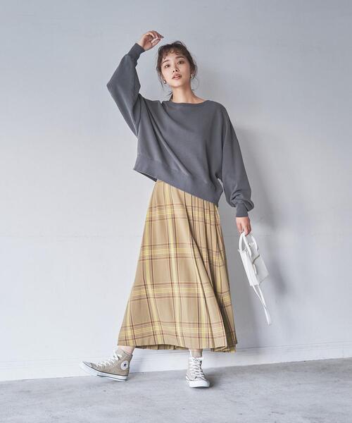 coen（コーエン）の「チェックプリーツスカート（スカート・レディース・ダークグリーン/ベージュ/オレンジ・LARGE/MEDIUM）」の10枚目の写真