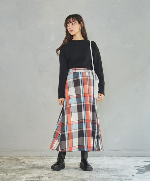 coen（コーエン）の「チェックプリーツスカート（スカート・レディース・ダークグリーン/ベージュ/オレンジ・LARGE/MEDIUM）」の16枚目の写真