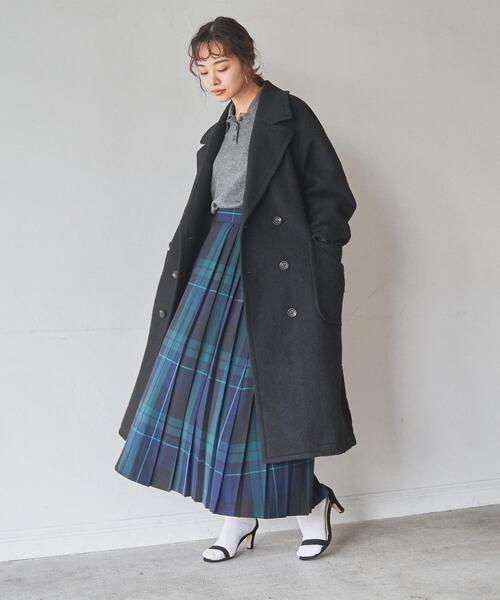 coen（コーエン）の「チェックプリーツスカート（スカート・レディース・ダークグリーン/ベージュ/オレンジ・LARGE/MEDIUM）」の9枚目の写真