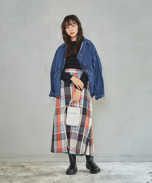 coen（コーエン）の「チェックプリーツスカート（スカート・レディース・ダークグリーン/ベージュ/オレンジ・LARGE/MEDIUM）」の13枚目の写真