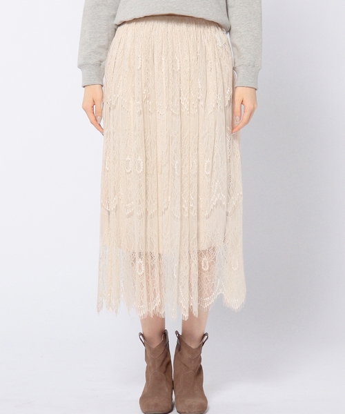 Another Edition（アナザーエディション）の「レースロングスカート/AE LACE LONG SK（スカート・レディース・ベージュ/ネイビー・フリー）」の7枚目の写真