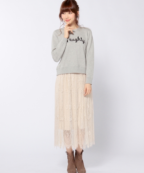 Another Edition（アナザーエディション）の「レースロングスカート/AE LACE LONG SK（スカート・レディース・ベージュ/ネイビー・フリー）」の9枚目の写真