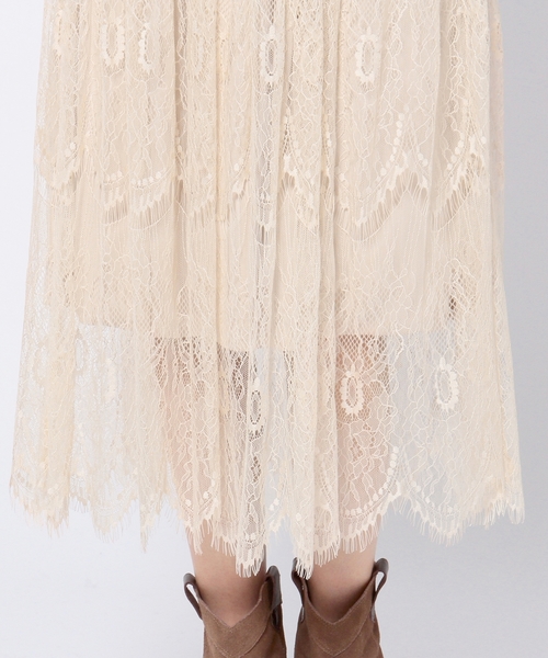 Another Edition（アナザーエディション）の「レースロングスカート/AE LACE LONG SK（スカート・レディース・ベージュ/ネイビー・フリー）」の3枚目の写真