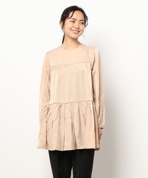 ehka sopo（エヘカソポ）の「ティアードチュニックブラウス（シャツ/ブラウス・レディース・キナリ/ブラック/ベージュ・ﾌﾘ-）」の7枚目の写真
