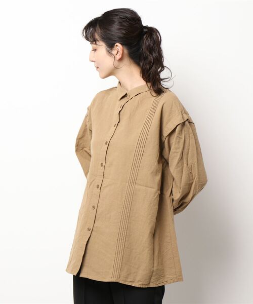 Samansa Mos2（サマンサ モスモス）の「前後着ピンタックシャツ（シャツ/ブラウス・レディース・チャコール/ベージュ/オフホワイト・ﾌﾘ-）」の6枚目の写真
