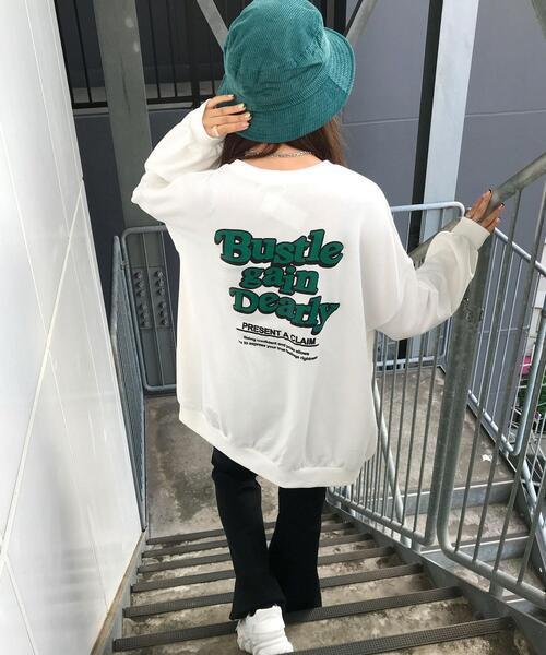 INGNI（イング）の「Back発泡ロゴスウェットチュニック（Tシャツ/カットソー・レディース・ホワイト×グリーン/グリーン/ホワイト×ブルー/ブラック/オートミール・M）」の12枚目の写真