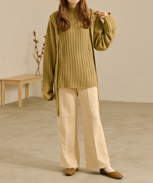 Ambre Neige(アンブルネージュ)の「フェイクスウェードセミフレアパンツ/【WEB/EC限定商品】(スラックス・レディース・アイボリー/モカ/ライトブラウン・FREE)」の11枚目の写真