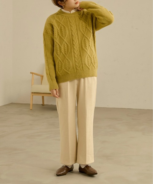 Ambre Neige(アンブルネージュ)の「フェイクスウェードセミフレアパンツ/【WEB/EC限定商品】(スラックス・レディース・アイボリー/モカ/ライトブラウン・FREE)」の8枚目の写真