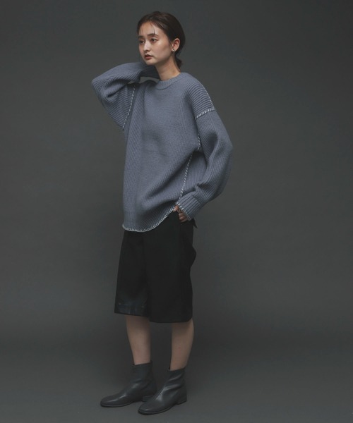 SENSE OF PLACE by URBAN RESEARCH（センスオブプレイスバイアーバンリサーチ）の「ハンドステッチチュニックセーター（ニット/セーター・レディース・アイボリー/ブラック/ブルー・ONE）」の9枚目の写真