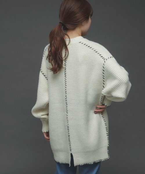 SENSE OF PLACE by URBAN RESEARCH（センスオブプレイスバイアーバンリサーチ）の「ハンドステッチチュニックセーター（ニット/セーター・レディース・アイボリー/ブラック/ブルー・ONE）」の20枚目の写真