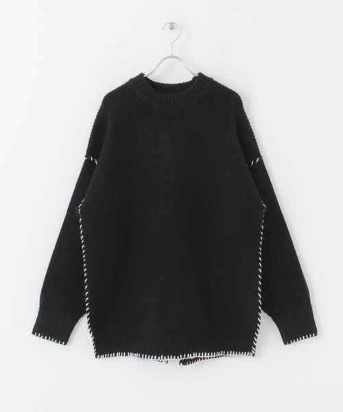 SENSE OF PLACE by URBAN RESEARCH（センスオブプレイスバイアーバンリサーチ）の「ハンドステッチチュニックセーター（ニット/セーター・レディース・アイボリー/ブラック/ブルー・ONE）」の8枚目の写真