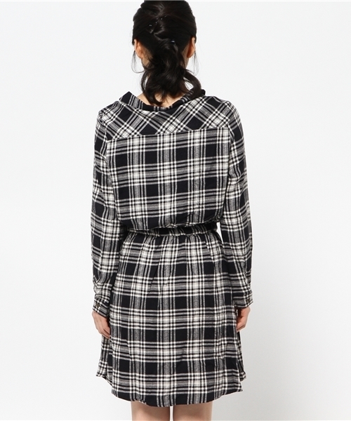 OUTLET（アウトレット）の「【Discoat Petit】レーヨン起毛チェックワンピース（ワンピース・レディース・ブラック/ボルドー/レッド・FREE）」の6枚目の写真