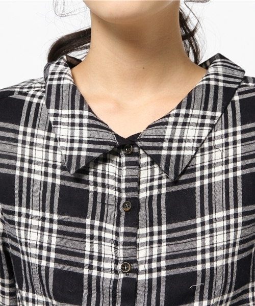 OUTLET（アウトレット）の「【Discoat Petit】レーヨン起毛チェックワンピース（ワンピース・レディース・ブラック/ボルドー/レッド・FREE）」の8枚目の写真