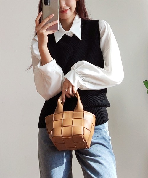 MAISON DE THERESE（メゾン ド テレーズ）の「Vネック　ニットベスト（ベスト・レディース・ネイビー/グレー/ブラック・MEDIUM/LARGE/SMALL/S）」の14枚目の写真