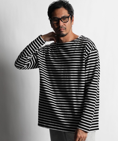 ZAC VARGAS ボーダー パッチ ダメージ オーバーサイズ ロンT 太