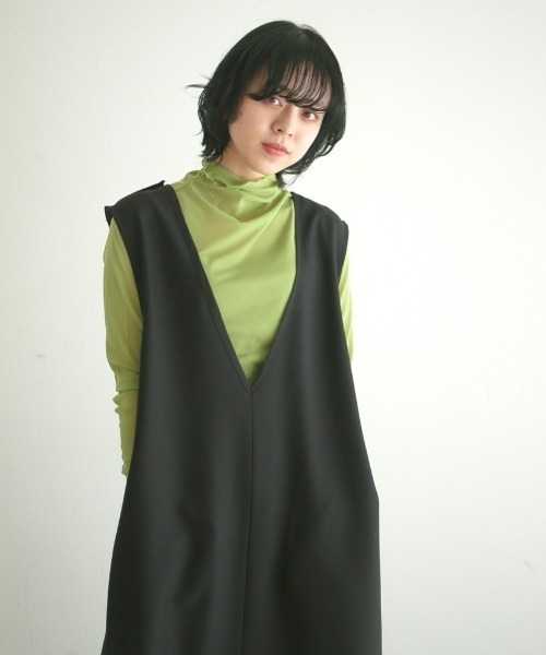 spoon store(スプーンストア)の「シアーハイネックインナー(シャツ/ブラウス・レディース・オレンジ/グリーン/チェック/ブラック/アイボリー/モカ・フリー)」の4枚目の写真