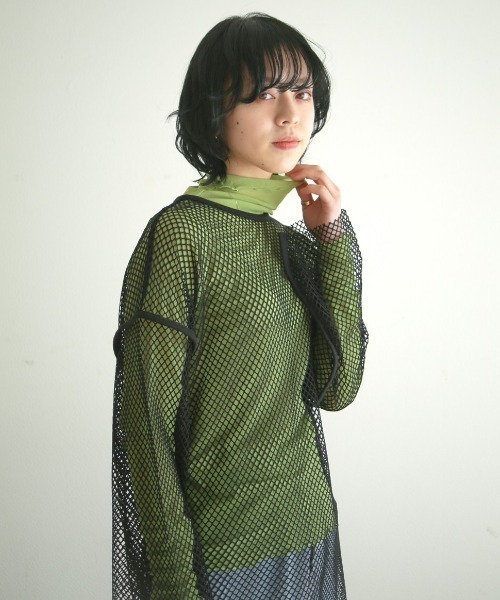 spoon store(スプーンストア)の「シアーハイネックインナー(シャツ/ブラウス・レディース・オレンジ/グリーン/チェック/ブラック/アイボリー/モカ・フリー)」の11枚目の写真