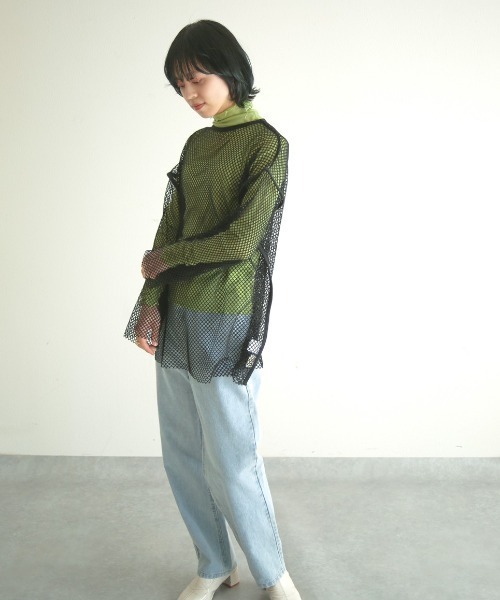 spoon store(スプーンストア)の「シアーハイネックインナー(シャツ/ブラウス・レディース・オレンジ/グリーン/チェック/ブラック/アイボリー/モカ・フリー)」の22枚目の写真