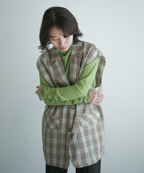 spoon store(スプーンストア)の「シアーハイネックインナー(シャツ/ブラウス・レディース・オレンジ/グリーン/チェック/ブラック/アイボリー/モカ・フリー)」の13枚目の写真