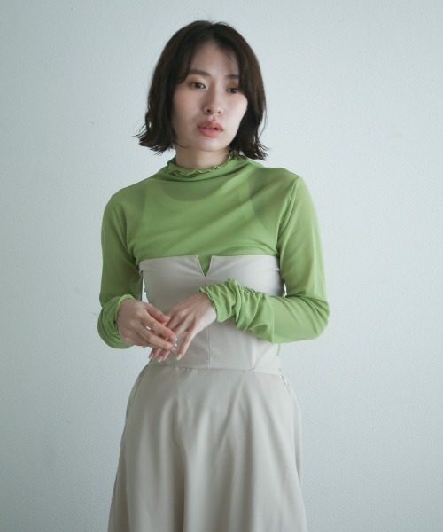 spoon store(スプーンストア)の「シアーハイネックインナー(シャツ/ブラウス・レディース・オレンジ/グリーン/チェック/ブラック/アイボリー/モカ・フリー)」の15枚目の写真