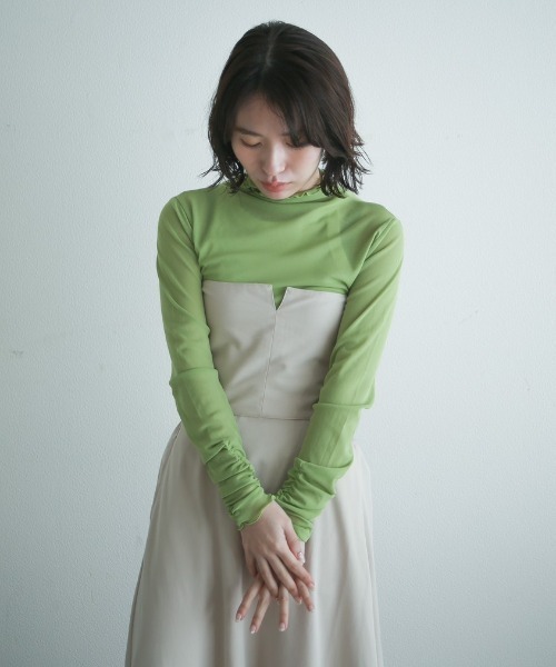 spoon store(スプーンストア)の「シアーハイネックインナー(シャツ/ブラウス・レディース・オレンジ/グリーン/チェック/ブラック/アイボリー/モカ・フリー)」の16枚目の写真