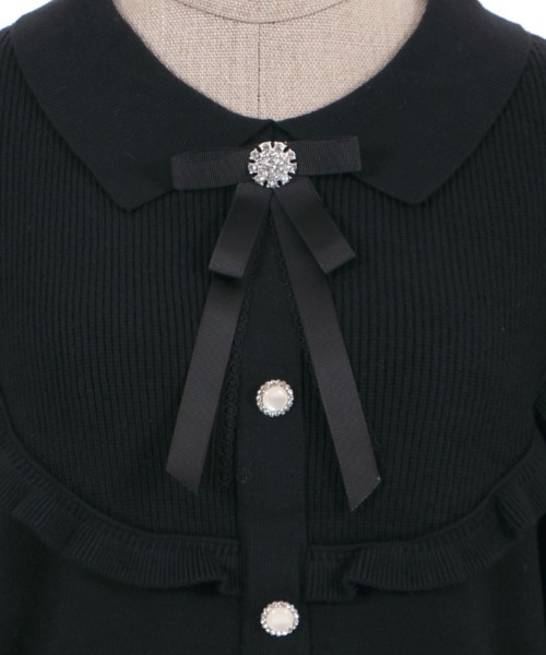axes femme POETIQUE（アクシーズファムポエティック）の「リボンブローチ付ニットＰＯ（ニット/セーター・レディース・ピンク/キナリ/ブラック・MEDIUM）」の8枚目の写真