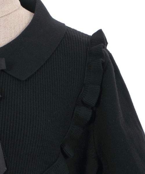 axes femme POETIQUE（アクシーズファムポエティック）の「リボンブローチ付ニットＰＯ（ニット/セーター・レディース・ピンク/キナリ/ブラック・MEDIUM）」の7枚目の写真