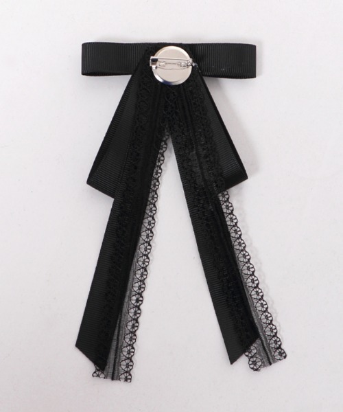 axes femme POETIQUE（アクシーズファムポエティック）の「リボンブローチ付ニットＰＯ（ニット/セーター・レディース・ピンク/キナリ/ブラック・MEDIUM）」の4枚目の写真