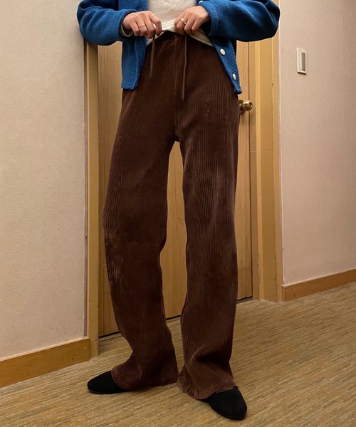 Didot.showroom（ディドット ショールーム）の「コーデュロイスウェットパンツ（スウェットパンツ・レディース・ダークグリーン/ブラウン/オリーブ/ピンク/オレンジ/サンドベージュ・FREE）」の7枚目の写真