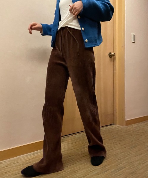 Didot.showroom（ディドット ショールーム）の「コーデュロイスウェットパンツ（スウェットパンツ・レディース・ダークグリーン/ブラウン/オリーブ/ピンク/オレンジ/サンドベージュ・FREE）」の8枚目の写真