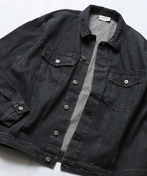 SPINNS（スピンズ）の「【ゆったりシルエット】ビッグデニムＧジャン（デニムジャケット・メンズ・ブラック/ブルー・ONESIZE）」の2枚目の写真