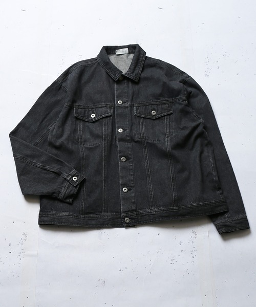 SPINNS（スピンズ）の「【ゆったりシルエット】ビッグデニムＧジャン（デニムジャケット・メンズ・ブラック/ブルー・ONESIZE）」の6枚目の写真