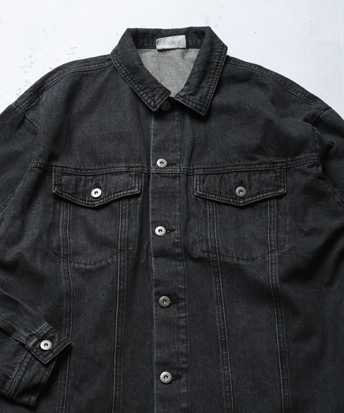 SPINNS（スピンズ）の「【ゆったりシルエット】ビッグデニムＧジャン（デニムジャケット・メンズ・ブラック/ブルー・ONESIZE）」の8枚目の写真