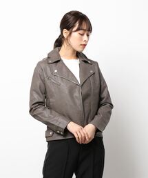 NICOLE white | フェイクレザー ライダースジャケット【ダブル】(ライダースジャケット)