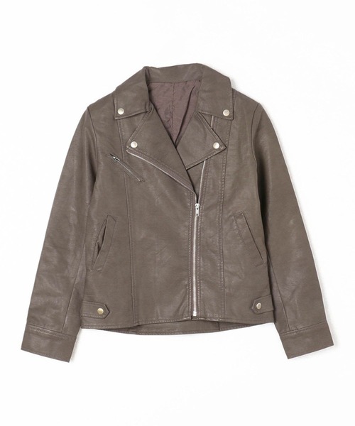NICOLE white（ニコルホワイト）の「フェイクレザー ライダースジャケット【ダブル】（ライダースジャケット・レディース・ベージュ/ブラック/アッシュグレー・MEDIUM/LARGE）」の9枚目の写真