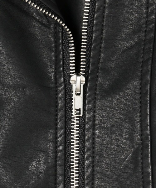 NICOLE white（ニコルホワイト）の「フェイクレザー ライダースジャケット【ダブル】（ライダースジャケット・レディース・ベージュ/ブラック/アッシュグレー・MEDIUM/LARGE）」の16枚目の写真