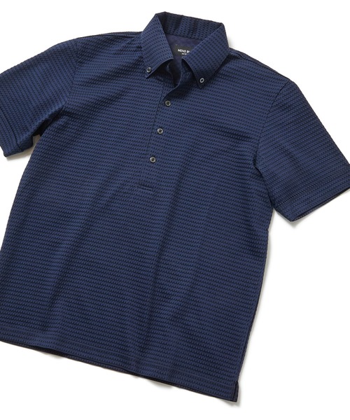 MEN'S BIGI(メンズビギ)の「【COOLMAX】ニットサッカーポロシャツ ACTIVE TAILORライン(ポロシャツ・メンズ・ホワイト/ブラック/ネイビー/ブルー・01/02/03/04)」の3枚目の写真