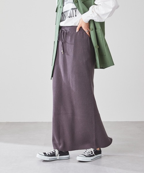 CIAOPANIC TYPY（チャオパニックティピー）の「麻混ニットIラインスカート（スカート・レディース・ブルー/イエロー/グリーン/ベージュ/チャコールグレー・ONE SIZE）」の7枚目の写真