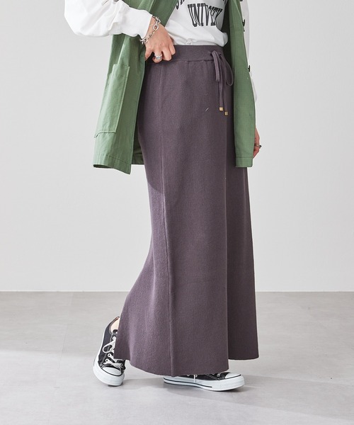 CIAOPANIC TYPY（チャオパニックティピー）の「麻混ニットIラインスカート（スカート・レディース・ブルー/イエロー/グリーン/ベージュ/チャコールグレー・ONE SIZE）」の10枚目の写真