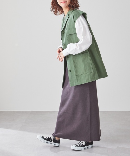 CIAOPANIC TYPY（チャオパニックティピー）の「麻混ニットIラインスカート（スカート・レディース・ブルー/イエロー/グリーン/ベージュ/チャコールグレー・ONE SIZE）」の13枚目の写真