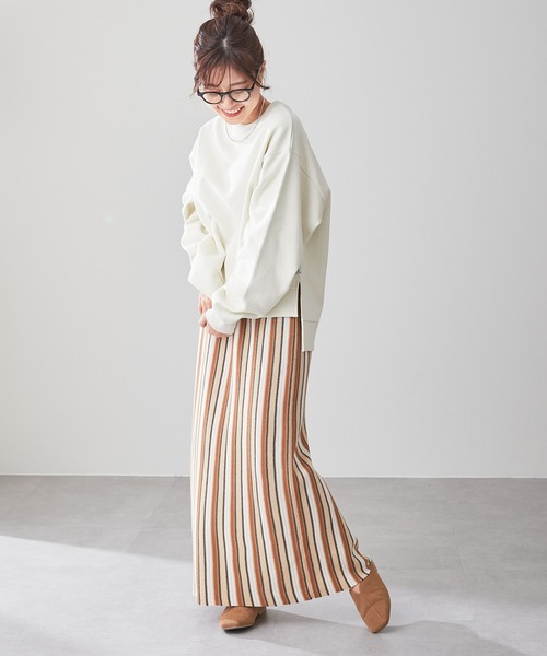 CIAOPANIC TYPY（チャオパニックティピー）の「麻混ニットIラインスカート（スカート・レディース・ブルー/イエロー/グリーン/ベージュ/チャコールグレー・ONE SIZE）」の21枚目の写真