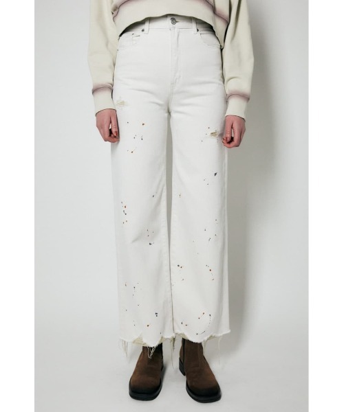 MOUSSY（マウジー）の「HW WIDE PAINT STRAIGHT（デニムパンツ・レディース・ホワイト/グレー・1/2/0）」の7枚目の写真