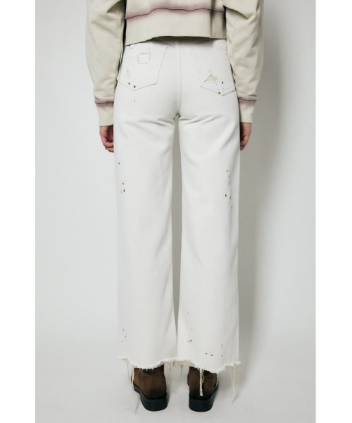 MOUSSY（マウジー）の「HW WIDE PAINT STRAIGHT（デニムパンツ・レディース・ホワイト/グレー・1/2/0）」の5枚目の写真